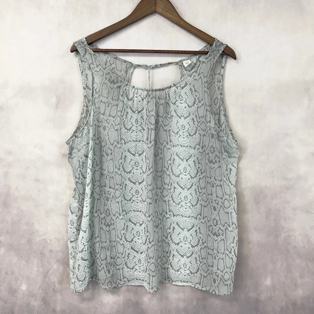 Old Navy Sheer Tank Top Women XXL‎ Snake Print Flowy Boho Indie Soft Grunge